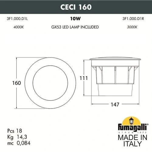 Грунтовый светильник Fumagalli Ceci 160 3F1.000.000