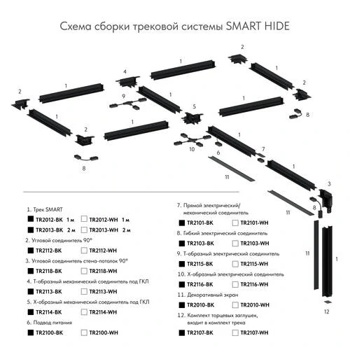 Подвод питания Smart, черный (Denkirs, TR2100-BK) - Amppa.ru