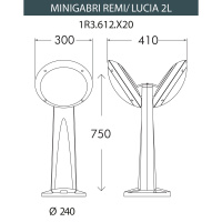 Уличный фонарь столб Fumagalli Mini Gabri Remi/Lucia 2L, 1R3.612.X20.LYE27CL1, серый/прозр., опал