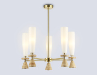 Люстра на штанге с травертином LH75371/5 GD/WH золото/белый G9*5 max 28W D600*675 (Ambrella Light, LH75371)