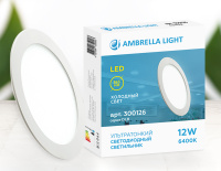 Встраиваемый светодиодный светильник Даунлайт DLR 12W 6400K 185-250V (120W) (D165mm/A150mm) (Ambrella Light, 300126)